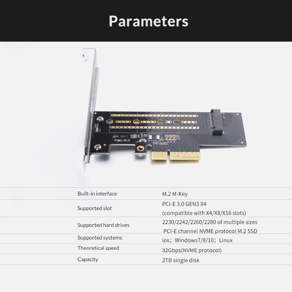 ORICO M.2 NVME к PCI-E 3,0X4 Плата расширения для ноутбука Поддержка Windows XP/7/8/Vista 10