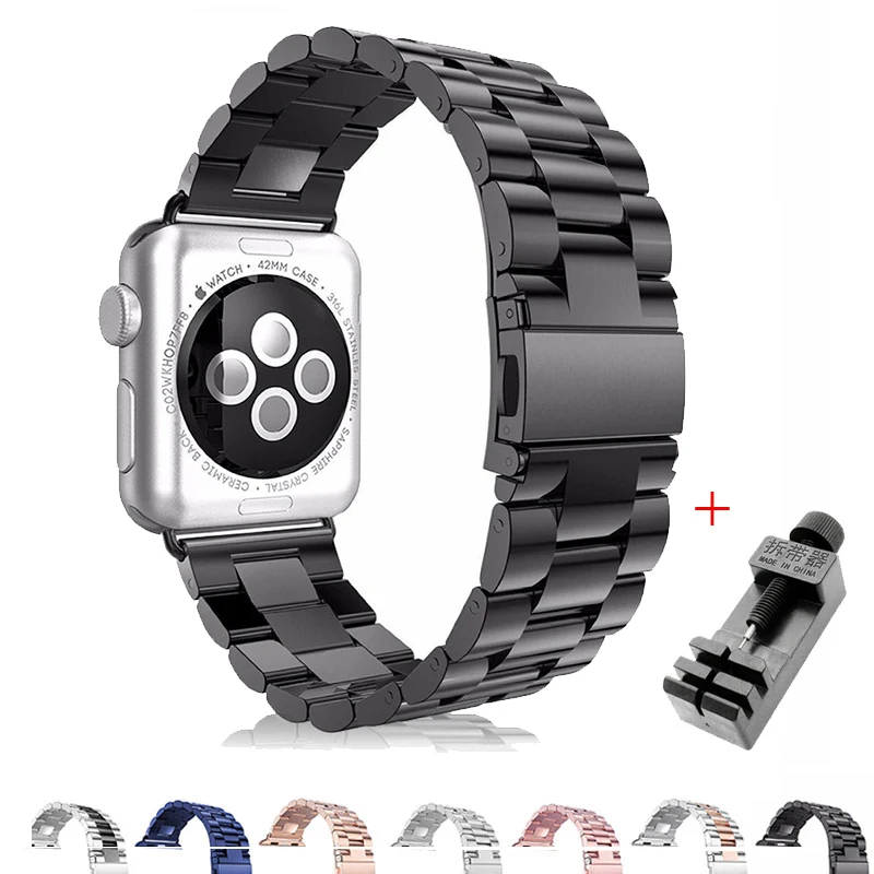 Ремешок для часов Apple Watch Band 4 3 2 38 40 42 44 мм спортивный браслет из нержавеющей стали