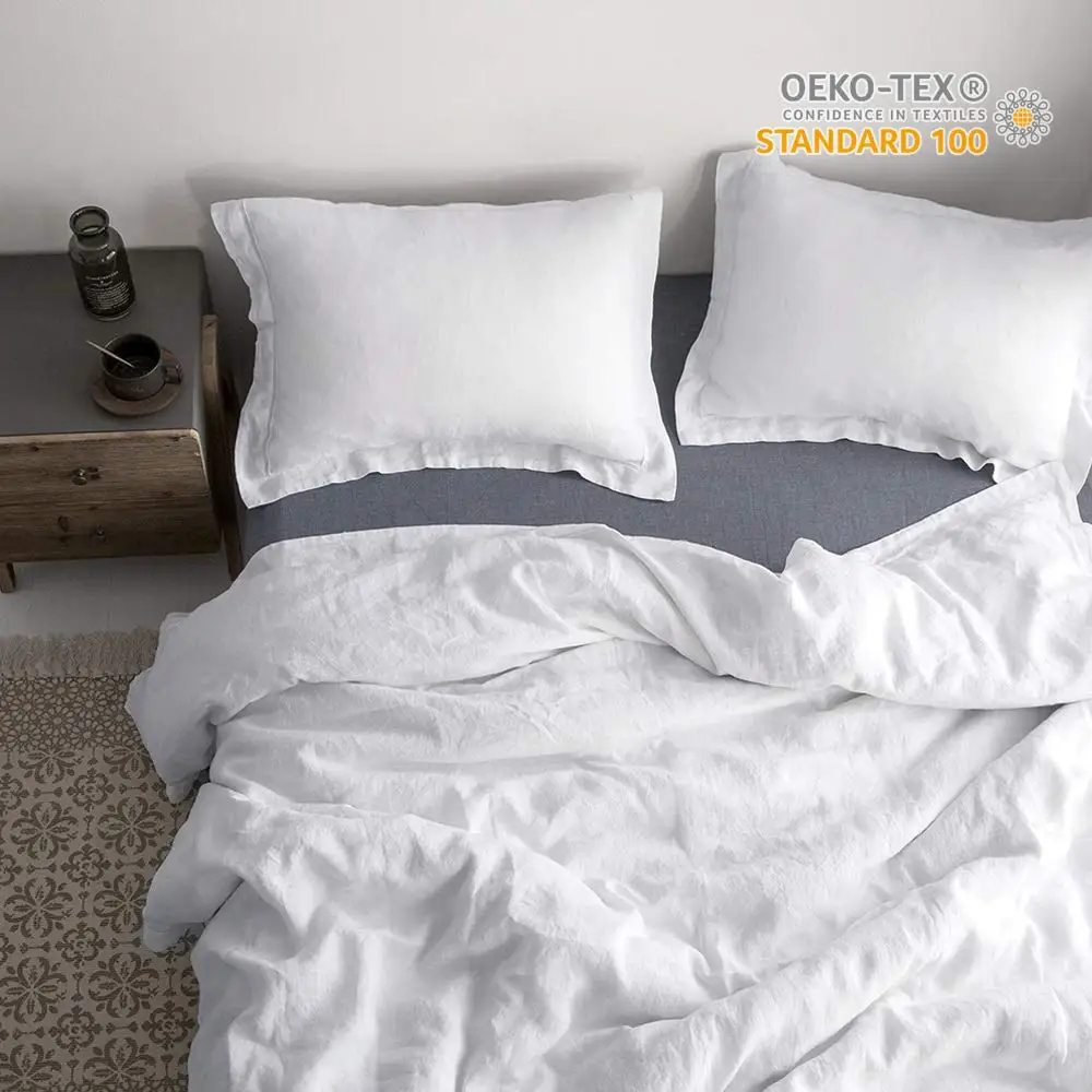 

100%LINEN STONE WASH Bedding SET Duvet Cover and Pillow case with Embroidery