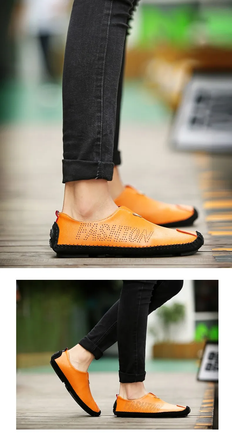 ALEADER/мужские летние туфли-лодочки из натуральной кожи; Мужская прогулочная обувь без застежки; Мужская Удобная мягкая обувь для вождения; Повседневная обувь; Sapatos Masculinos