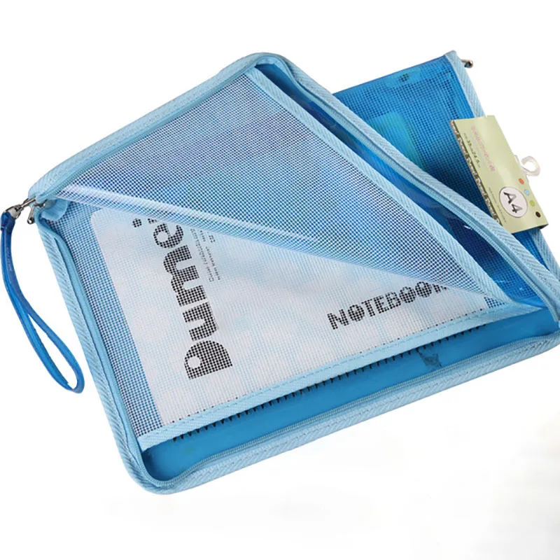 Dumei A4/A5/B6 plasti PVC student file information portable Bright transparent grid waterproof zipper document bag NF-603