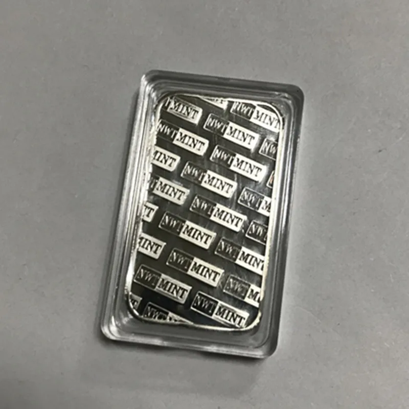 Cheap 100 pcs Non Magnetic Northwest TERRITORIAL mint coin brass core 1 OZ silver plated ingot badge 50 mm x 28 mm home decoration bar 6