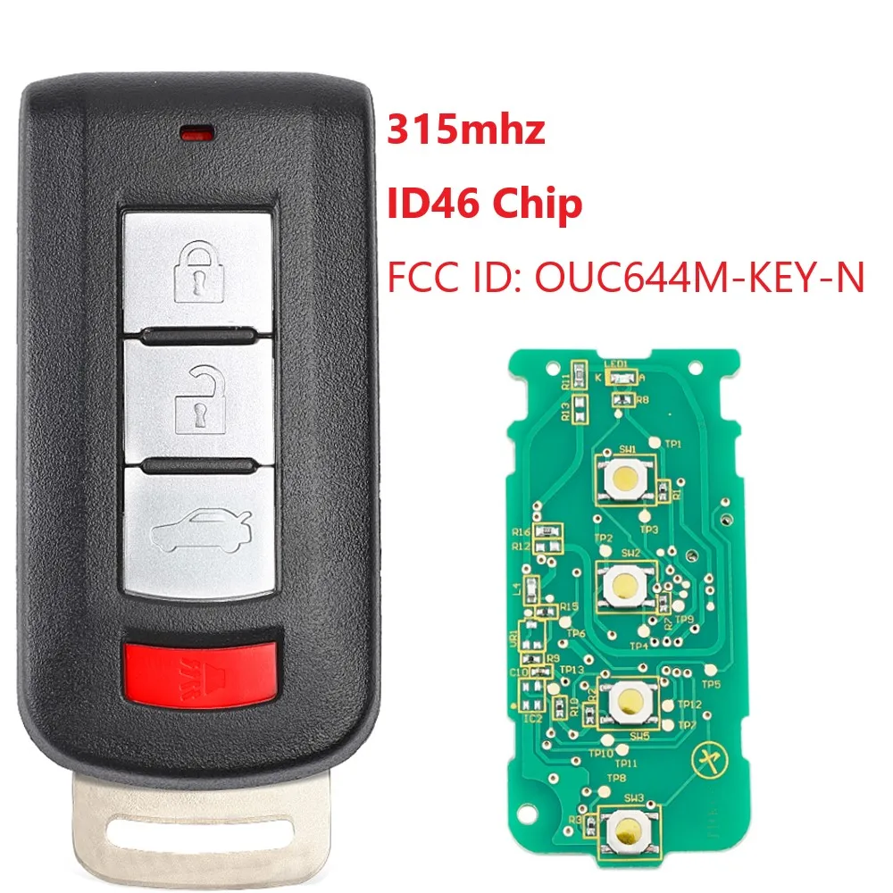 3+ 1 кнопки 315 МГц дистанционный ключ для автомобиля для Mitsubishi Mirage Outlander 2013 FCC ID OUC644M-KEY-N