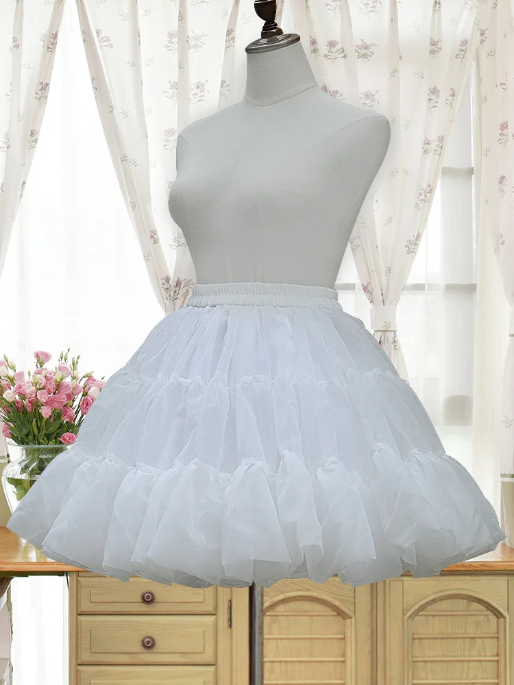 Новинка года; бальная юбка из органзы в стиле Лолиты; Милая Короткая юбка-американка; цвет белый, черный; кринолин; Нижняя юбка