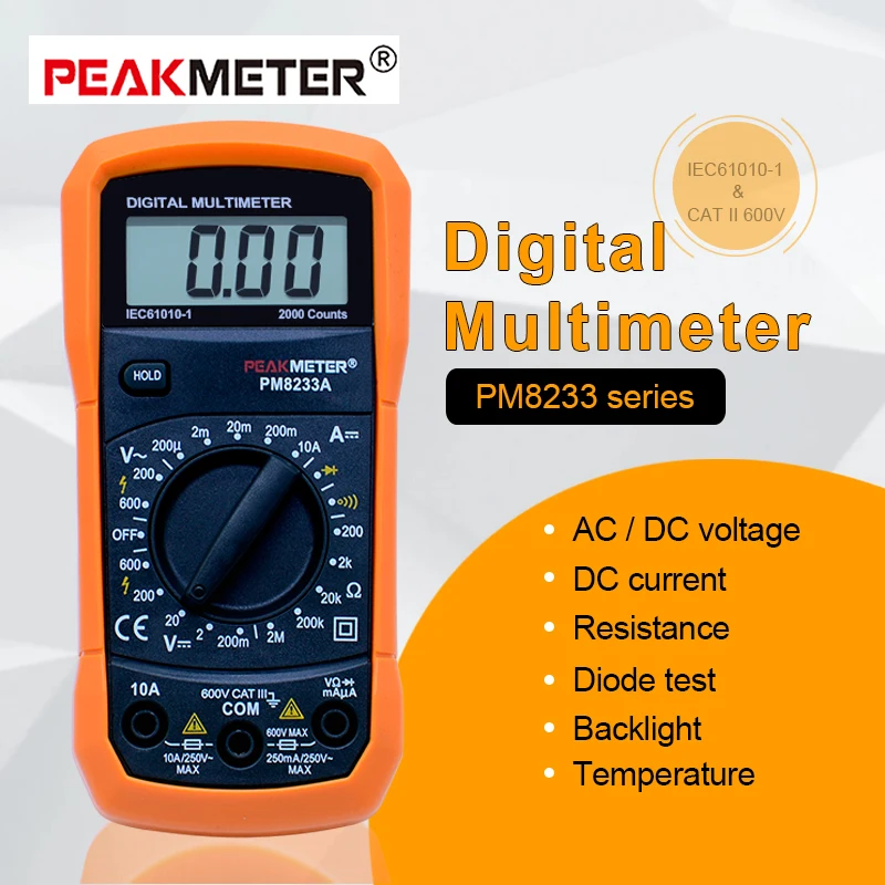 

PEAKMETER PM8233B Professional Digital Multitester LCR Meter Multifunction Mini Digital Multimeter/Back Light Multimetro