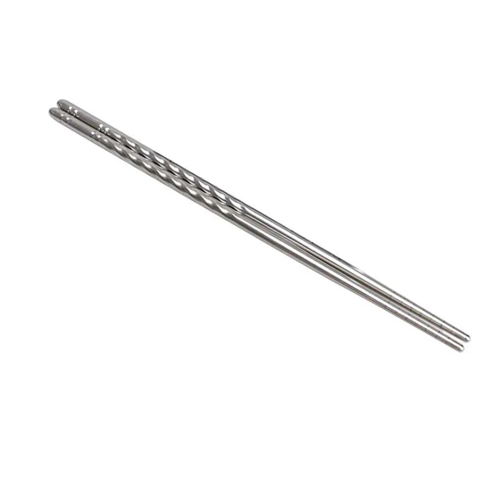 5 par/set portátil de acero inoxidable Durable Anti-skip hilo estilo palillos deportes al aire libre Camping senderismo Picnic vajilla