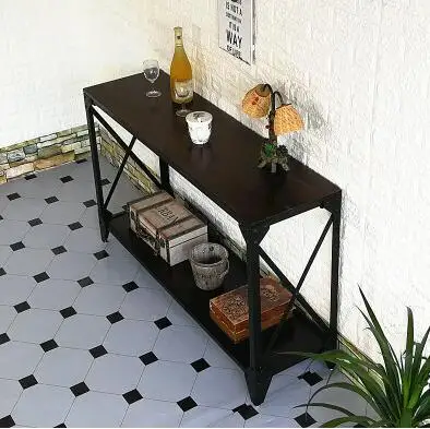 Американский Ретро журнальный столик из цельного дерева, чайный столик, простой промышленный подвесной Лофт, передвижной Двойной столик для хранения чая в гостиной