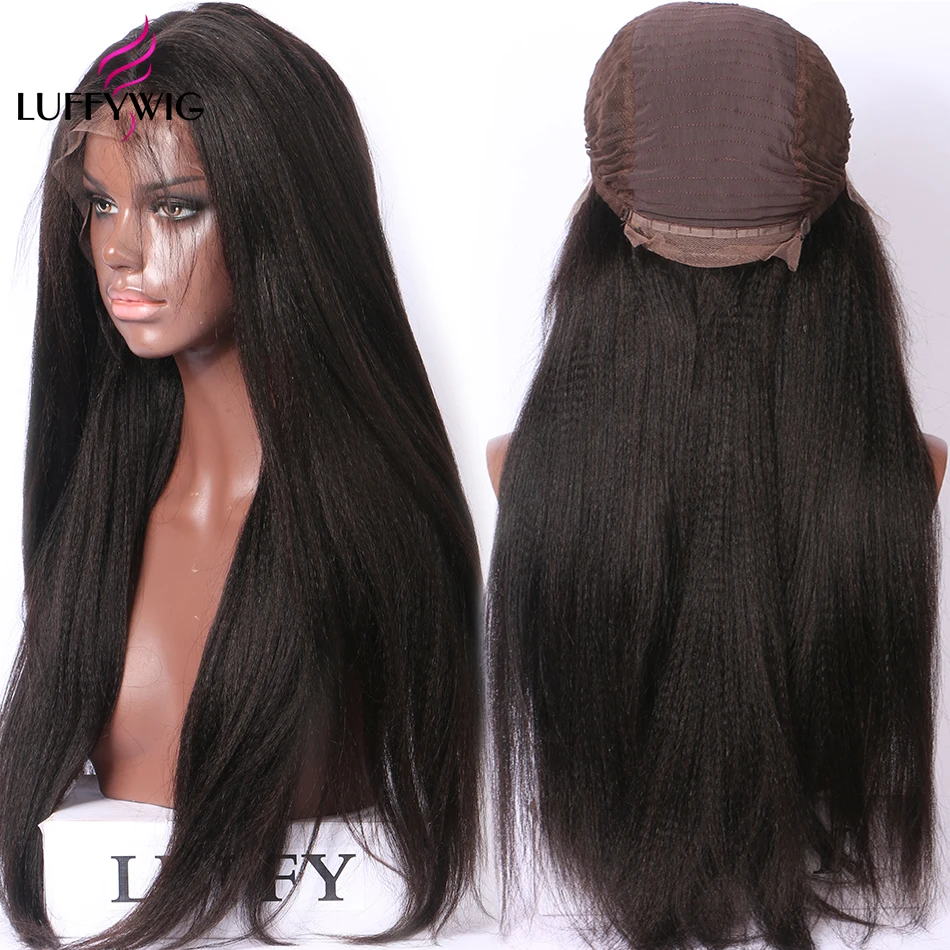 LUFFYHAIR 250% плотность волосы remy свет яки прямые 13x6 синтетические волосы на кружеве парик бразильский человеческие волосы предварительно