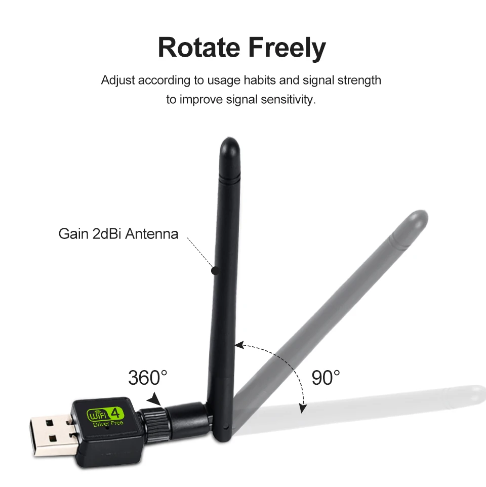 USB WiFi адаптер Ralink mt7601 Wi-Fi антенна ЛВС USB Ethernet 150 м 2дб ПК WiFi ключ беспроводной Notework карта USB Wi-Fi приемник