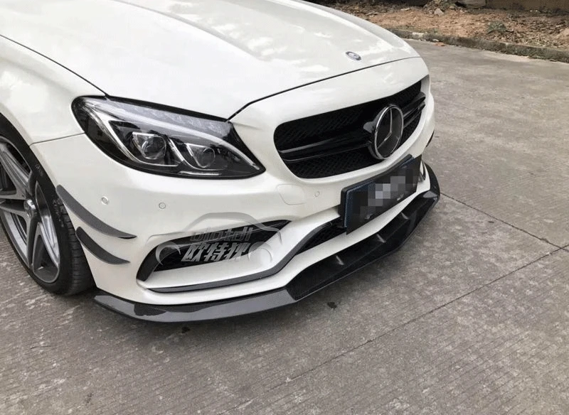 W205 углеродное волокно PSM стиль вид спереди губы подбородок спойлер для Benz W205 C-CLASS C63 2 двери купе спортивный бампер до стайлинга автомобилей