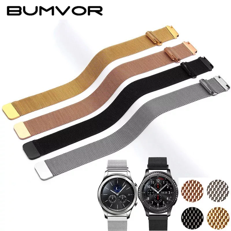 

22mm 20mm Milanese Loop watch band For Samsung Gear S3 Classic/S3 Frontier/galaxy watch 46mm 42mm Adjustable Stainless Steel