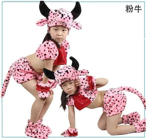 Anak Anak Panjang Mewah Hewan Kartun Anjing Beruang Sapi Ox Biru