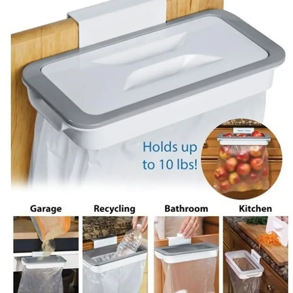 

40# Portable Kitchen Cupboard Cabinet Door Hanging Hands Free Garbage Trash Bag Rack Holder Cabinet Kitchen Tool