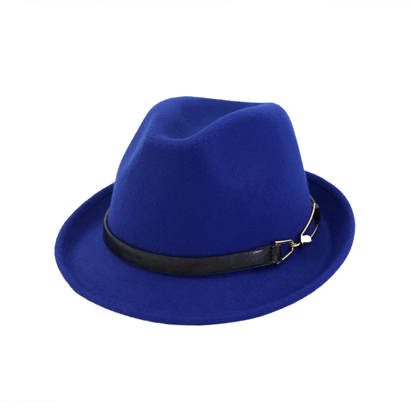Европейский стиль шерстяная шляпа Трилби фетровая Панама фетровая шляпа в стиле джаз шляпа с черным поясом металлической пряжкой для мужчин и женщин Кепка унисекс шляпа-котелок GH-463
