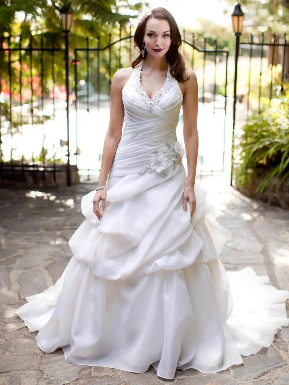 Free Shipping 2017 New White or Ivory Sexy Organza A line