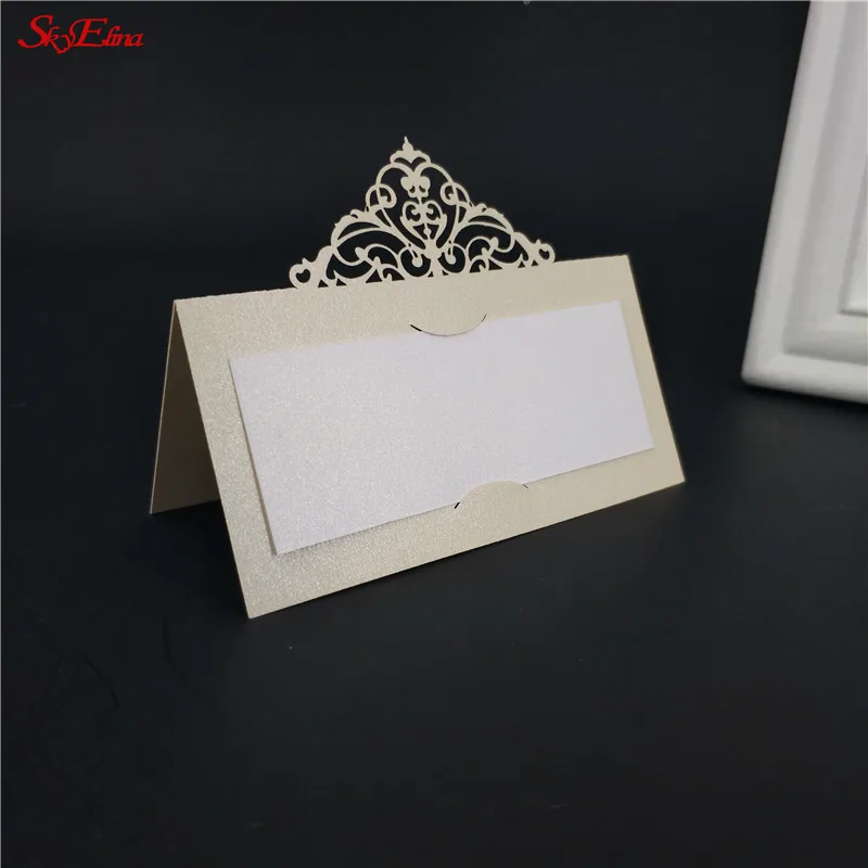 10pcs Laser Cut Wedding Name CardsPearlscent Paper Cards Place Card Wedding Party Decoration Favor  5zSH873 (203)