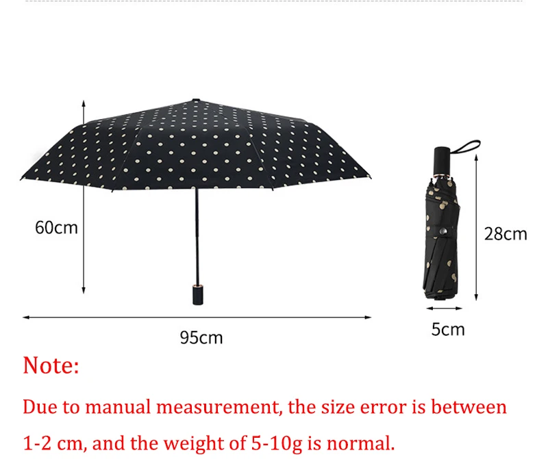 Модный зонтик с волнистой точкой, трехскладной неавтоматический зонтик, 8 костей, унисекс, зонтик, дождь, для женщин и мужчин, солнечный и дождливый