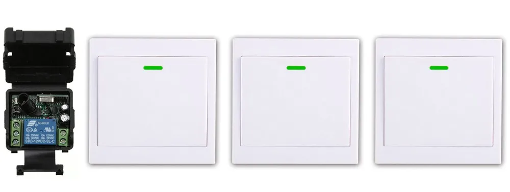 

New DC12V 1CH Wireless Remote Control Switch System Receiver + 3*Wall Panel Remote Transmitter Sticky Remote Smart Home Switch