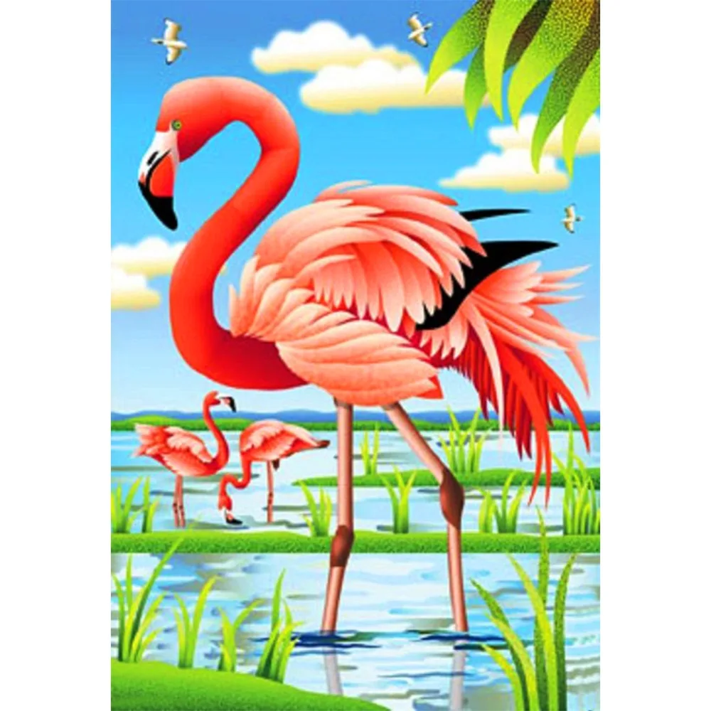 

5D DIY Diamond Paintings Full Round Drill Red Flamingo Mosaic Art Animals Velet Canvas Kits Embroidery Stickers Decoration Home