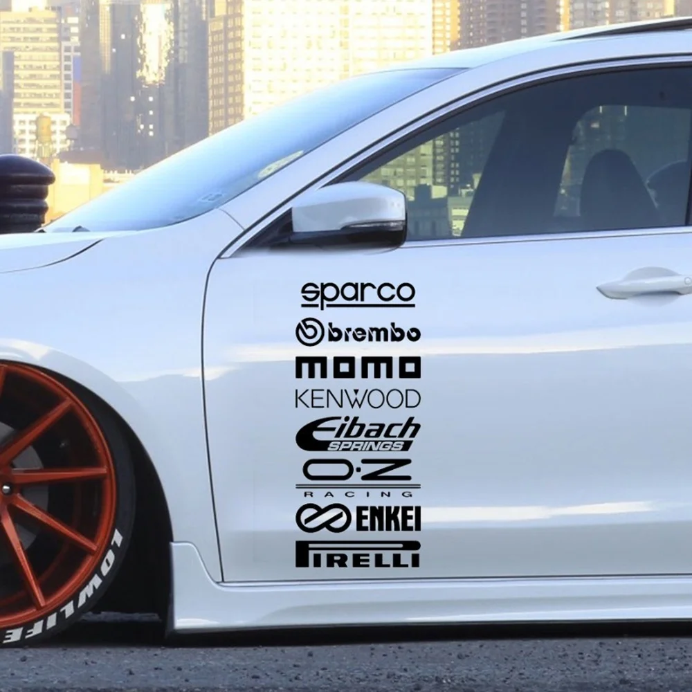  8Pcs Car Door Stickers Set Sticker Car Kit Sponsor Technical Reflective Sticker Waterproof Racing D