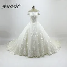 Luxury Full Pearls Wedding Dress Long Sleeves Ball Gown 2017 Wedding Dresses Princess lace bridal gown for wedding bride dresses