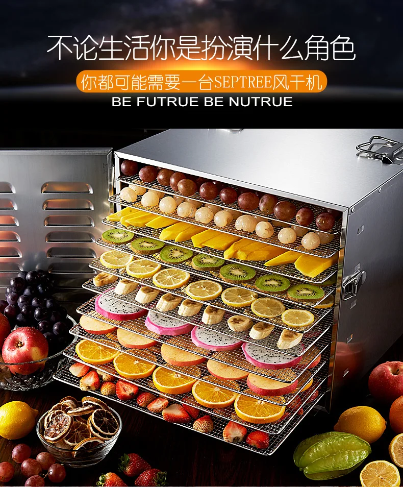  10 Layers Commercial Stainless Steel Food Dryer Machine Computer Controled Smart Electric Dehydrato