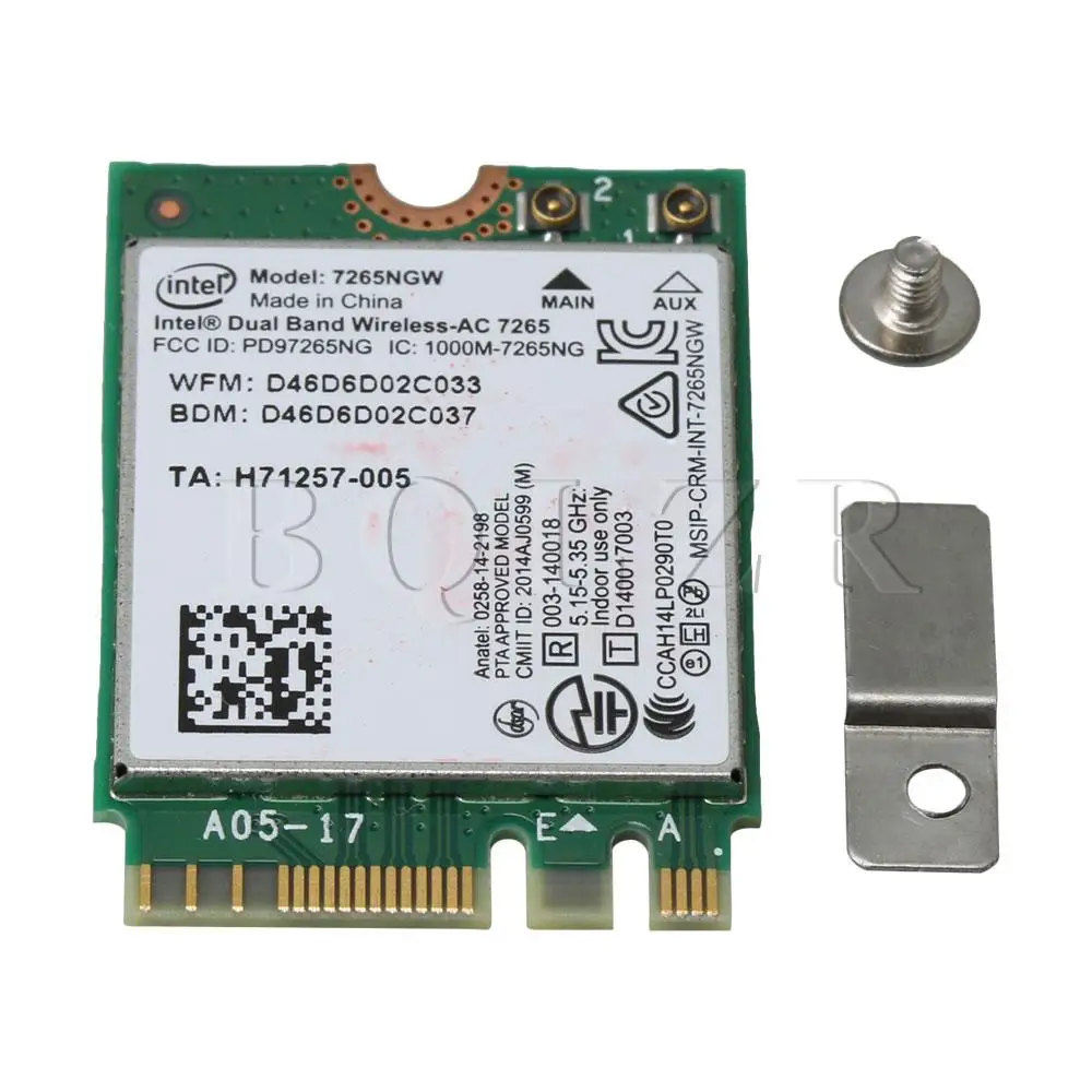 

BQLZR Wireless 7265AC Card for Intel 7265NGW NGFF M2 2000Mbps WiFi Bluetooth 4.0 Supports Windows 10 Win7 Win8 Linux
