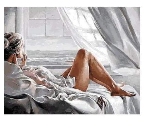 

21166 Girl at Bed - Paint by Numbers Kits for Adults DIY