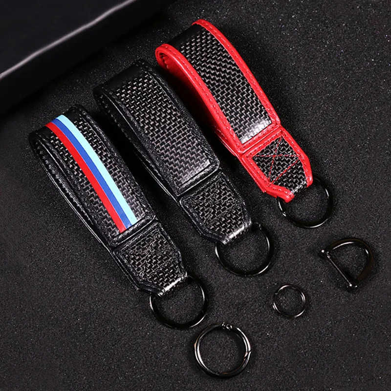 Carbon-Fiber-Car-Key-Fob-Holder-KeyRing-Auto-KeyChain-For-BMW-M-Sport-E90-E60-F30
