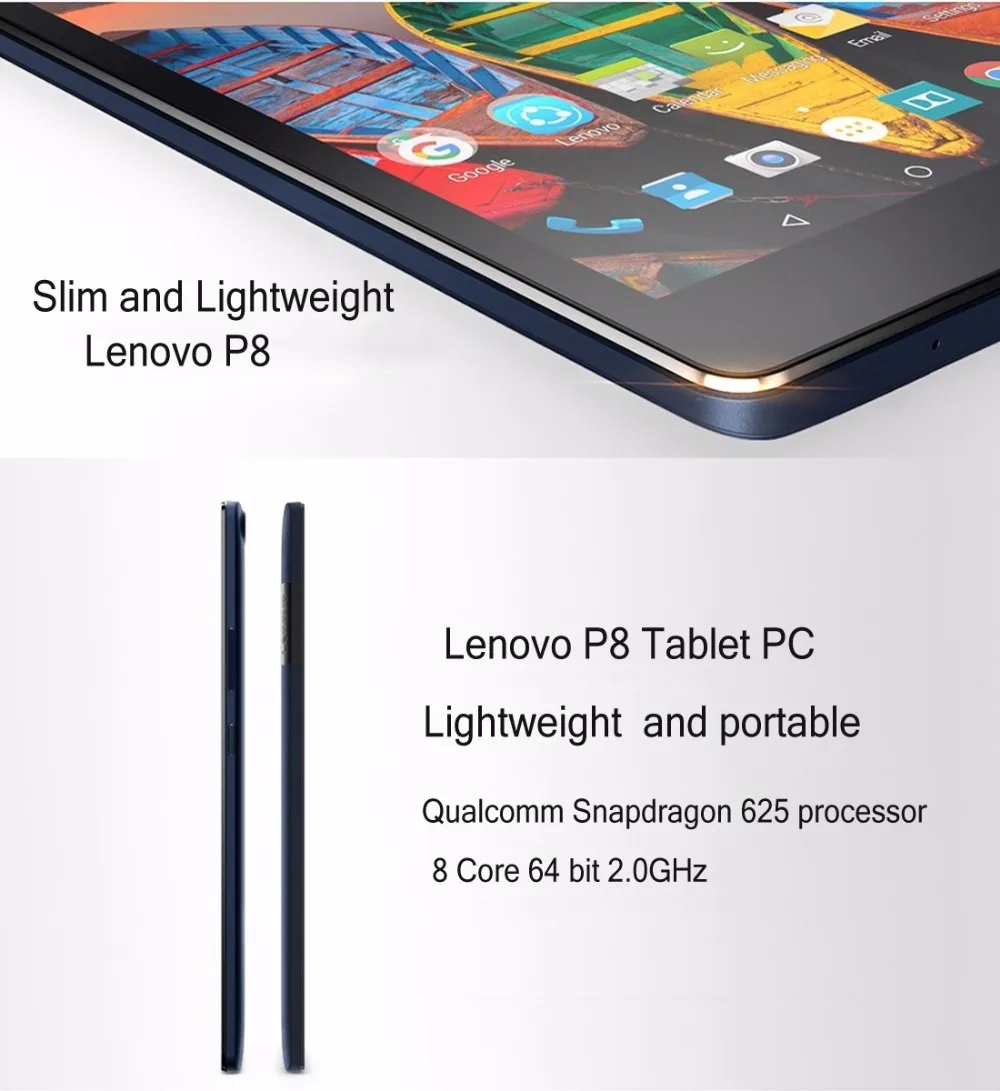 Original 8.0 inch Lenovo P8 Qualcomm Snapdragon 625 Octa Core 2.0GHz RAM 3GB ROM 16GB Android 6.0 Tablet PC WiFi GPS BT 8MP Original 8.0 inch Lenovo P8 Qualcomm Snapdragon 625 Octa Core 2.0GHz RAM 3GB ROM 16GB Android 6.0 Tablet PC WiFi GPS BT 8MP
