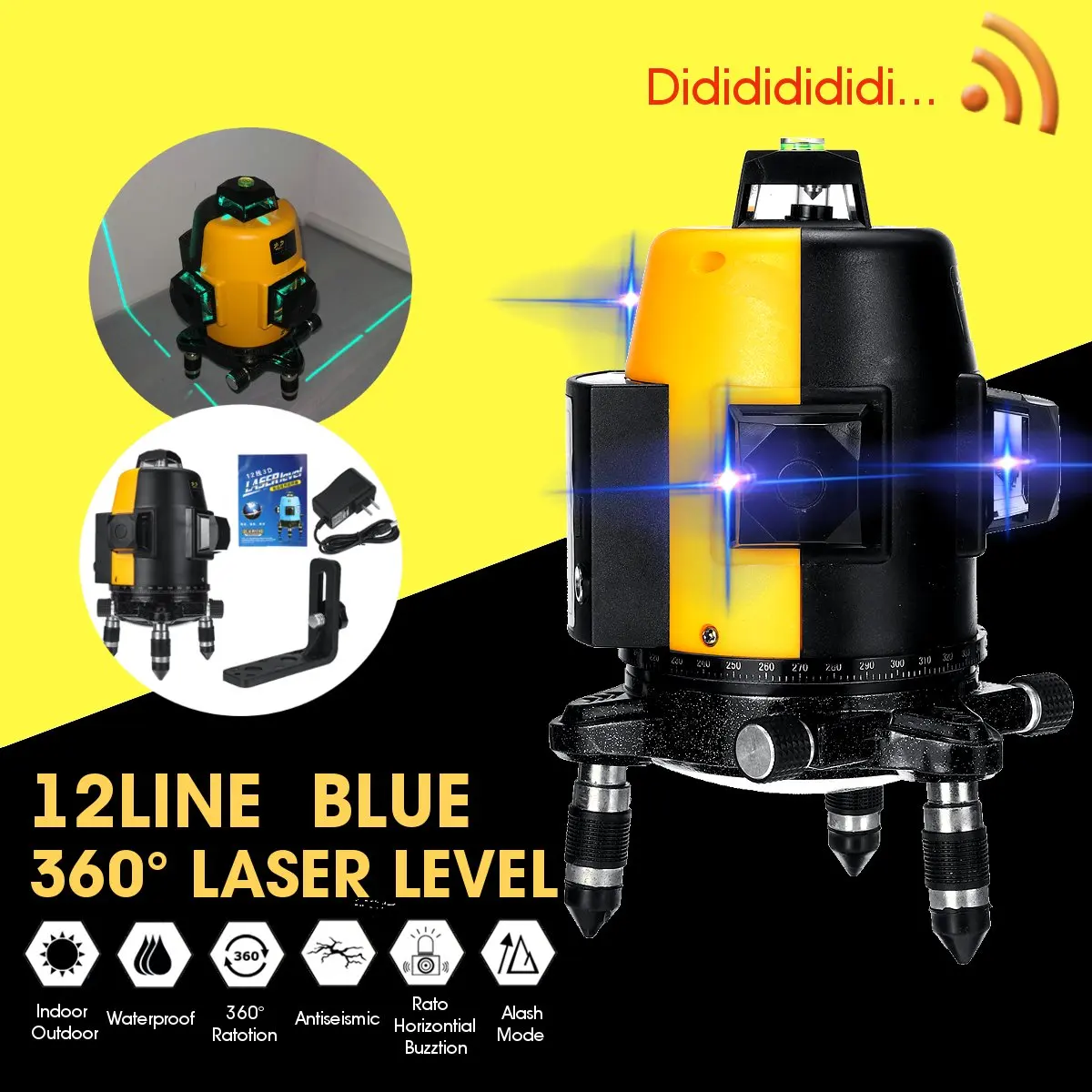 

Professional Blue Laser Level 360 degree 12Line 3D Portable Laser Measuring Horizontal And Vertical Cross