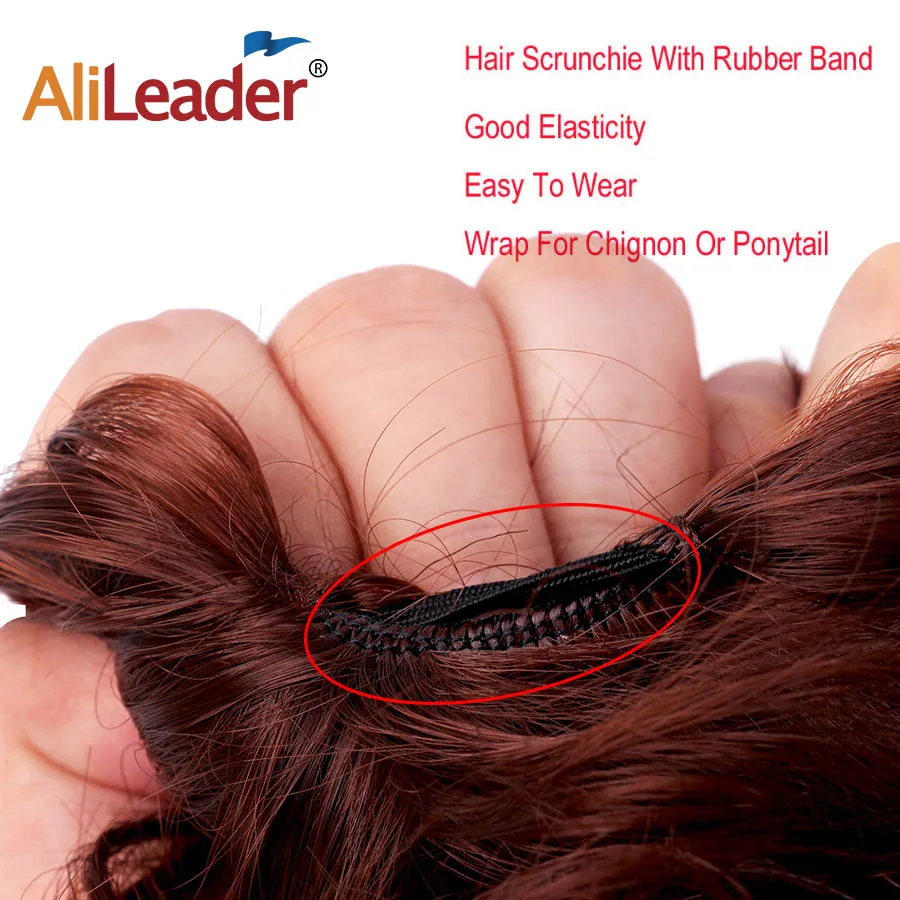 AliLeader Synthetic Elastic Wavy Curly Hair Donut Curly Chignon Hair Piece For Women Fake Hair Bun Black Brown 1pcs Ponytails