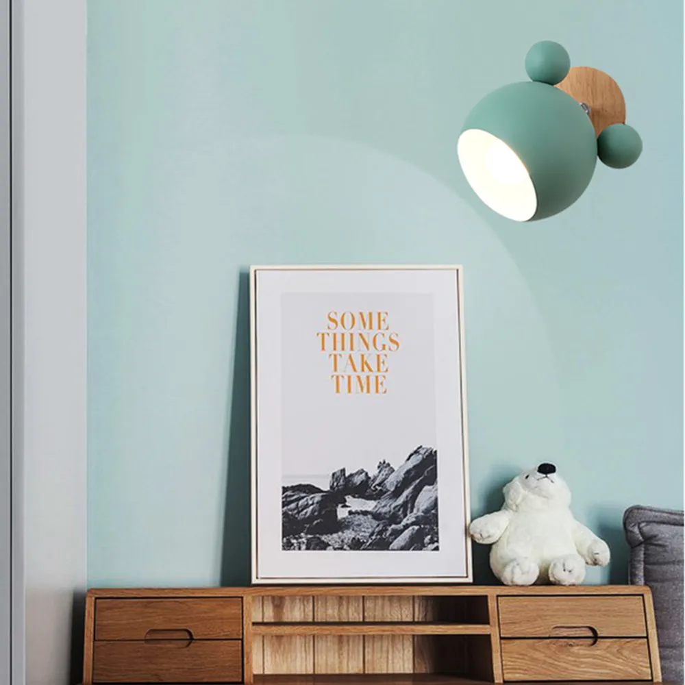 Tanie Drewniana ściana światła lampka nocna naścienna kinkiet nowoczesny kinkiet do sypialni Nordic macaroon 5 kolor kierownicy E27 85 285V