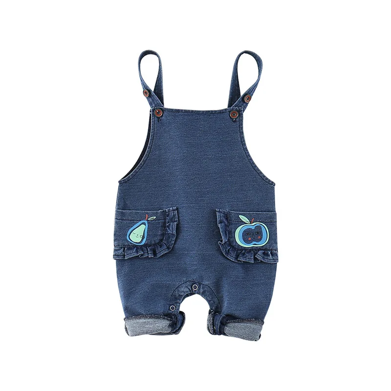 Fashion spring and autumn fruit pocket style infant bib overalls