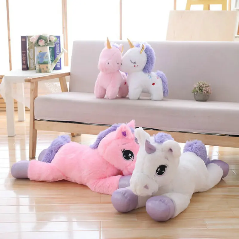 110cm Giant Pink/white Unicorn Stuffed Soft Animal Pillow Kids Unicorn