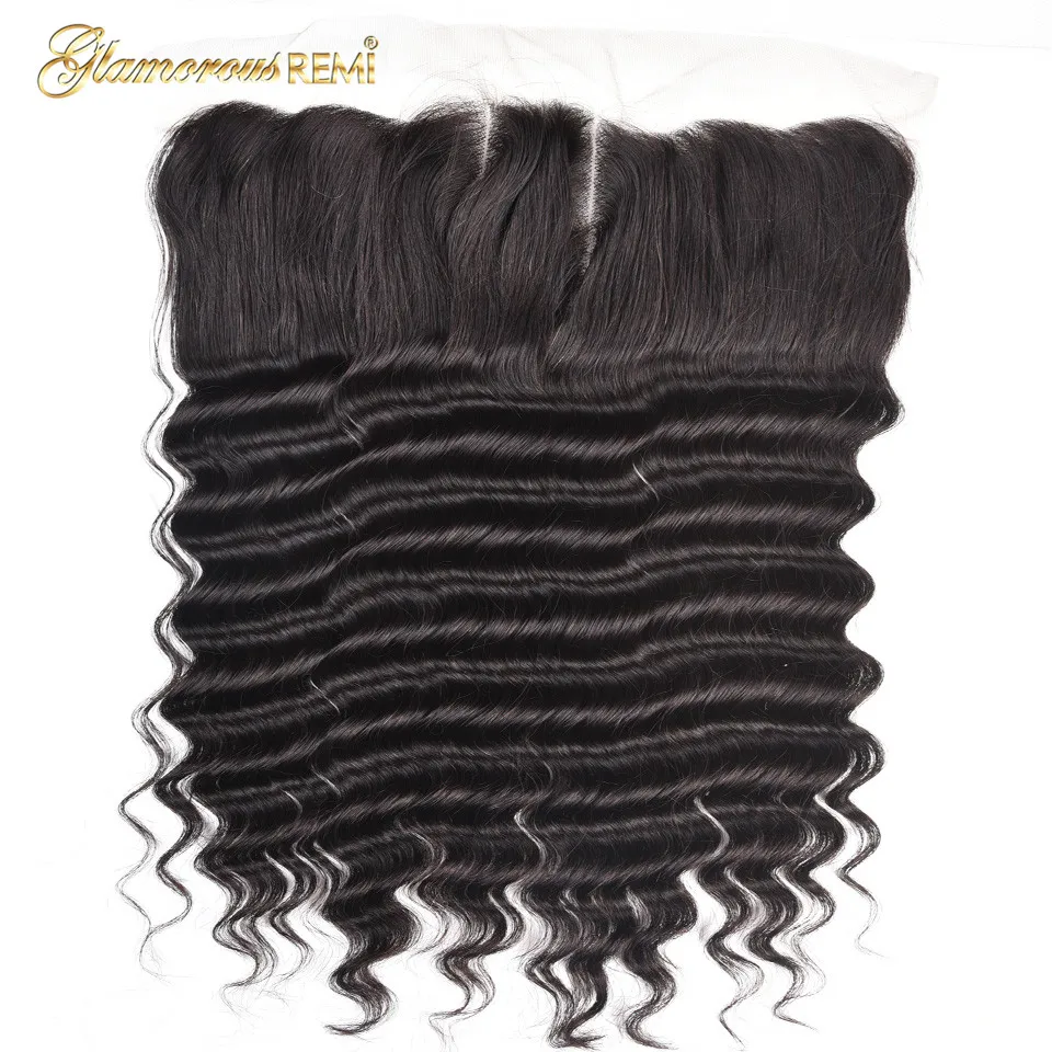 Indian Loose Deep Wave Lace Frontal Closure 13X4 Free/Middle/Three Part With Baby Hair 100% Human Remy Hair Natural Color 1b