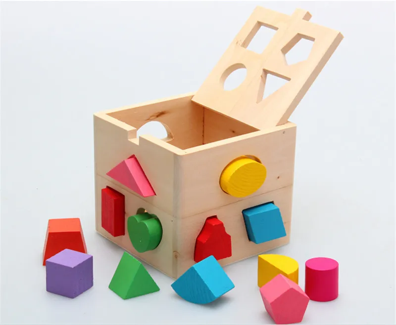 

13 Holes Intelligence Baby Blocks Match Shape Learning Educational Toys Bricks Wooden Shape Sorter Cube Building Blocks
