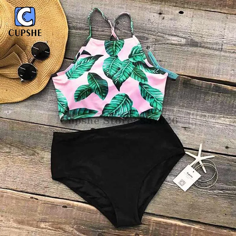 Billige CUPSHE Kräutertee Blätter Bikini Set Sommer Sexy Badeanzug Damen Strand Badeanzug bademode