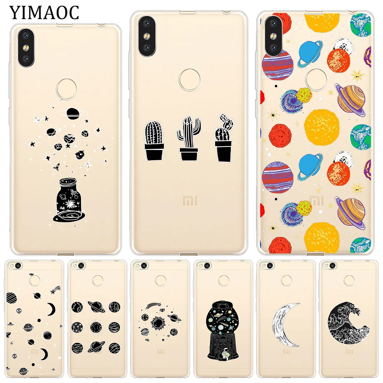 

YIMAOC Planet Moon astronaut Star Soft Case for Xiaomi Redmi K20 Pro 7A 6A 4A 4X S2 GO Note 8 7 6 5 Pro Plus 4 Cover