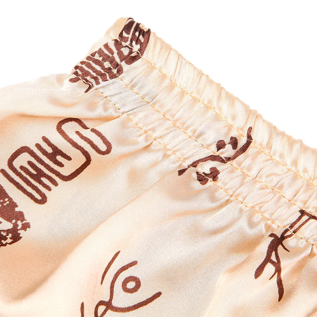 Новый принт Мягкая Пижама модные Для мужчин летние Повседневное Свободные Печать домашняя одежда для сна пижамы шелковые атласные шорты