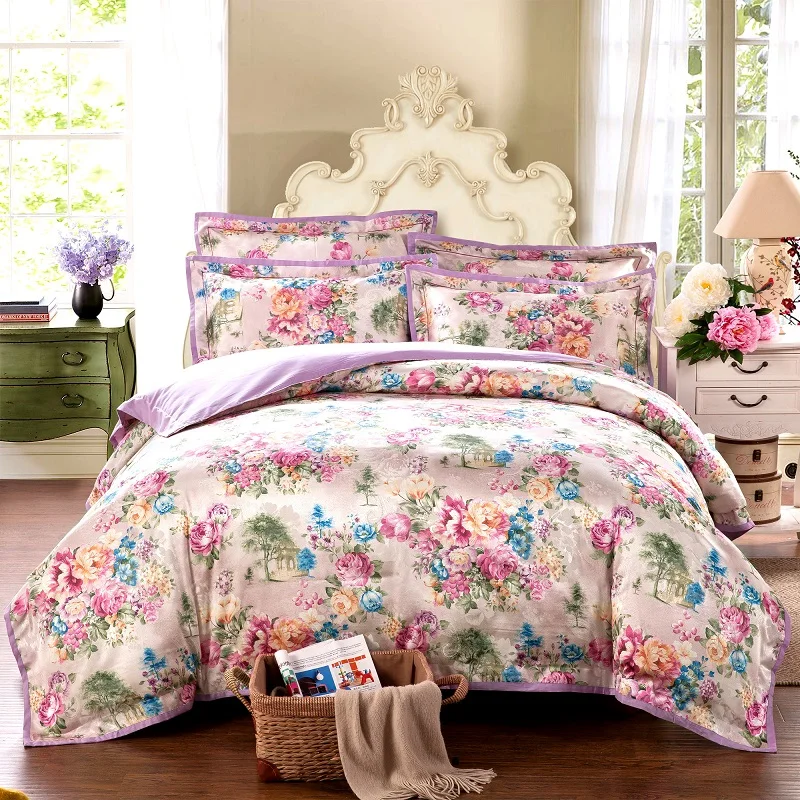

IvaRose 2017 silk Cotton jacquard Flowers and plants Luxury duvet cover flat sheet pillowcase set 4pcs queen king bedding sets