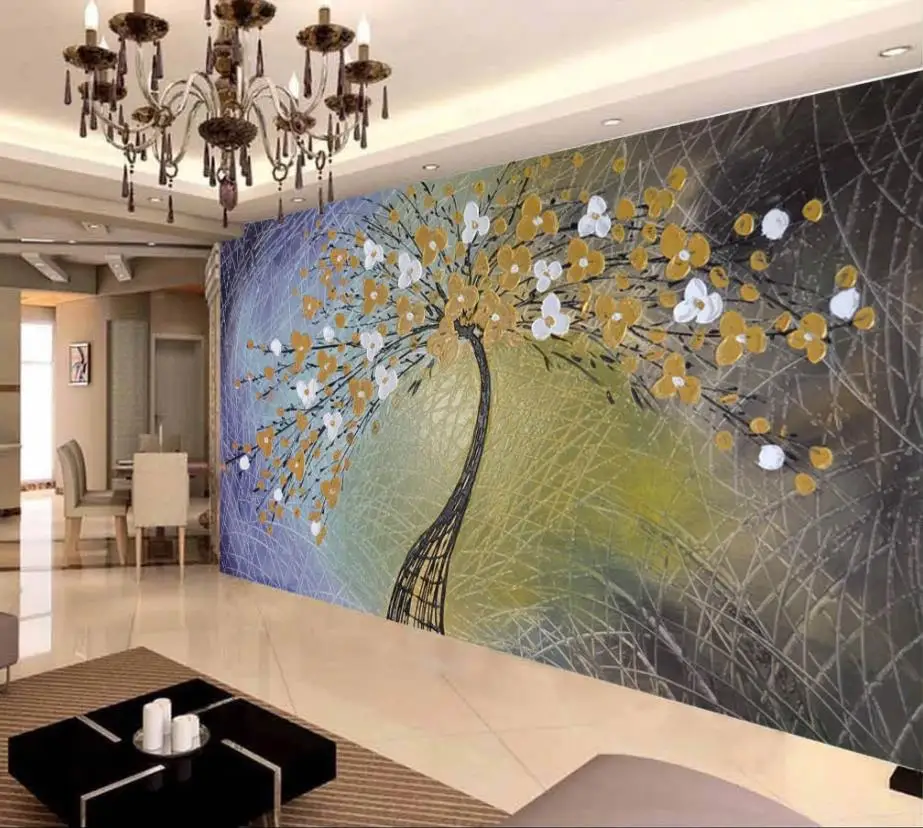 wallpaper for walls 3 d for living room Abstract embossed oil painting rich tree background wall wallpaper for walls 3 d for living room Abstract embossed oil painting rich tree background wall
