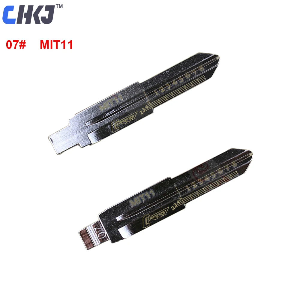 CHKJ 10pcs lot Engraved Line Key Blade for Mitsubishi 2 in 1 LiShi NO.07 MIT11 Scale Shearing Teeth Blank Locksmith Tools