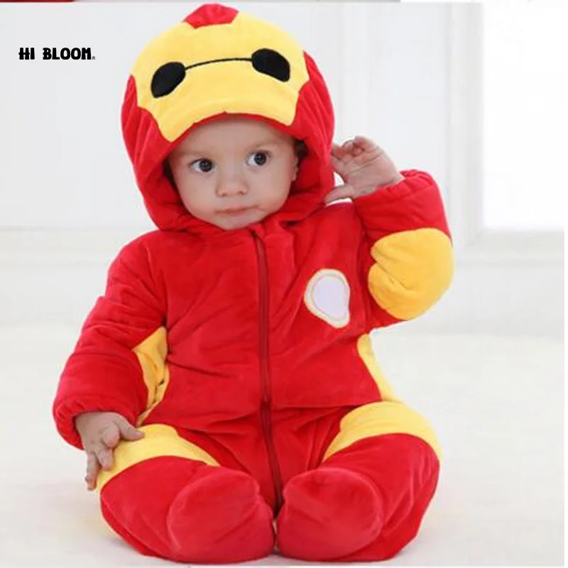 Warm 100 Cotton Baby Clothing Long Sleeve Red Baymax Baby Rompers Winter Thick Baby font b