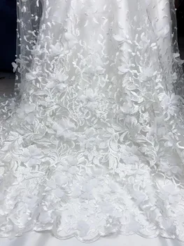 

Latest Tulle French Lace With 3 D Flowers Beads For Dress African Latest French Lace 2019 Lace Fabric Tulle Net French Lace