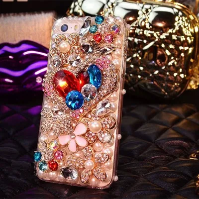 

Heart-shaped Diamond Mobile Phone Shell Full Diamond Waterproof Retro Flower For iPhone 6/7/Plus