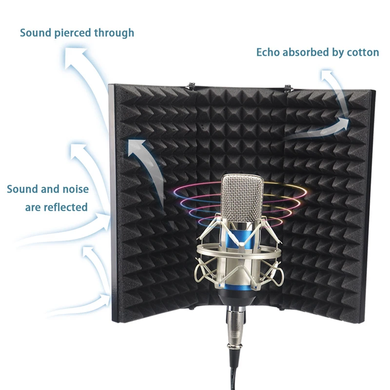 Складной микрофон Акустическая изоляция щит регулируемый сплав акустическая пена панель студия Запись микрофон Аксессуары