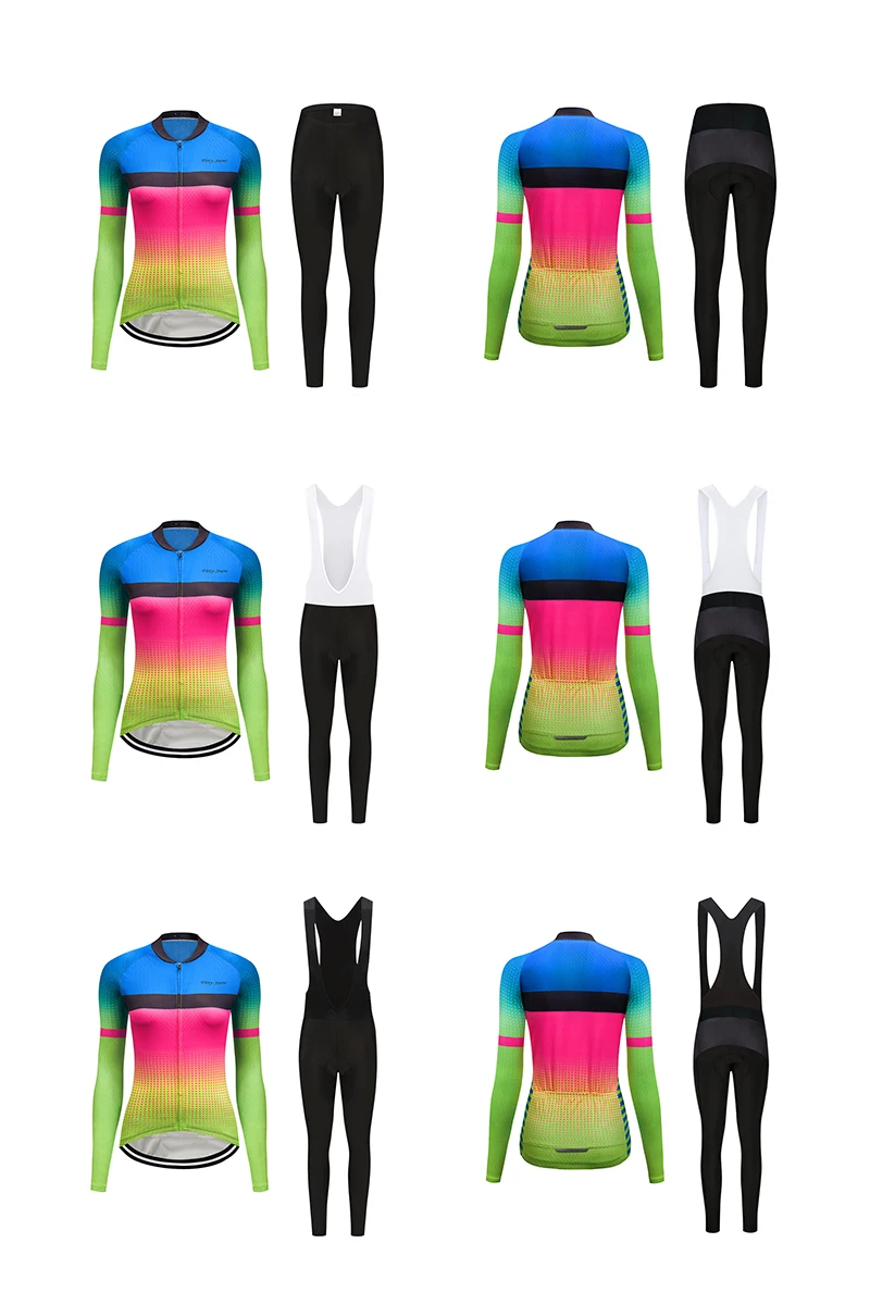 Women Winter thermal fleece cycling jersey set bicycle clothes uniform blouse skinsuit female bike clothing kit wear outfit