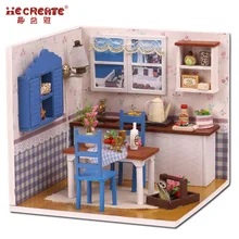 Популярные игрушки для кукольного дома DIY Деревянные кукольные домики Miniatura кухонные кукольные домики игрушки с мебели светодиодный светильник подарок на день рождения