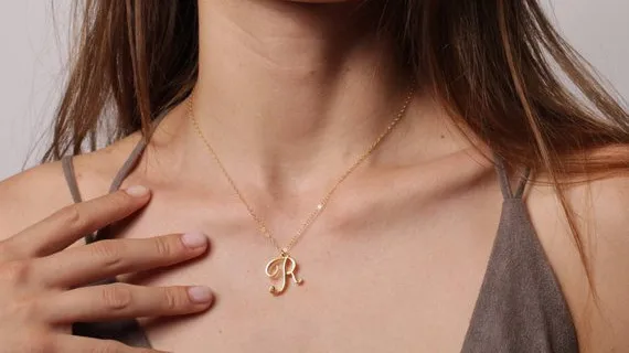 Dainty Initial K Letter Shape Necklaces 